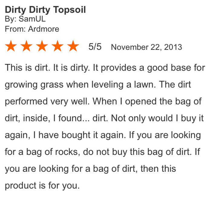 My Fiancé Was Browsing The Internet For Bags Of Dirt And Came Across This Review