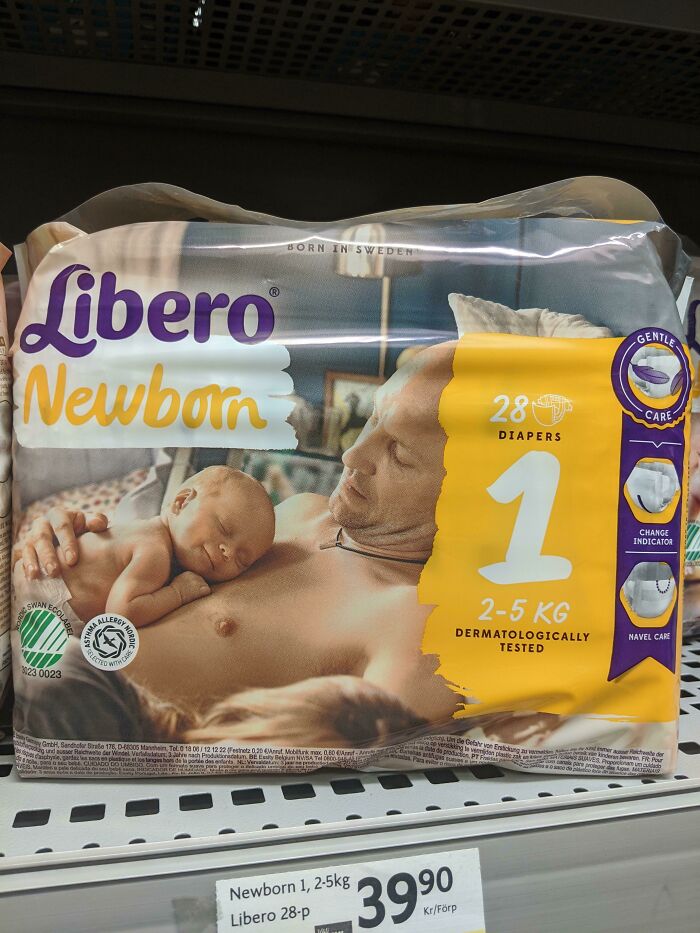 Diaper Brand In Sweden Has The Dad On The Packaging