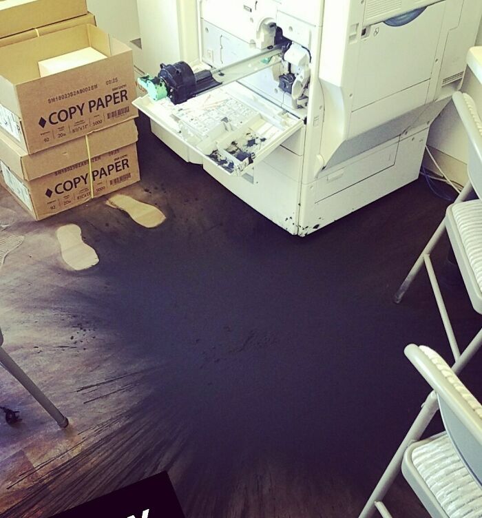 The One Time The Toner Exploded At Work While Switching It Out. You Can See Where I Was At That Exact Moment
