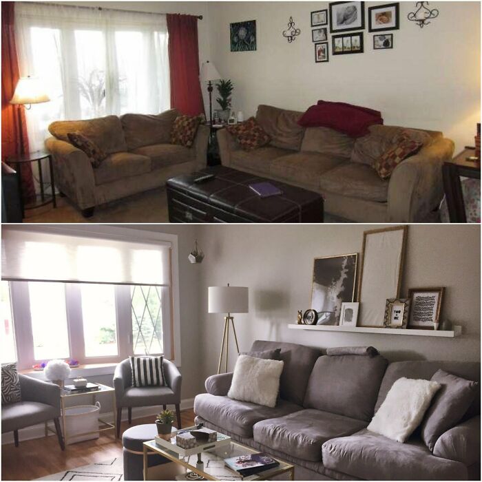 Philly Suburbs Living Room: Before (Previous Homeowners) & After