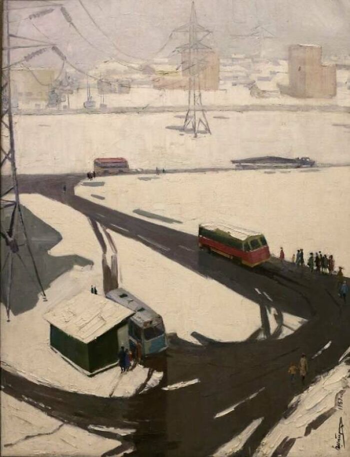 "Novo-Lenino. Terminus" Painting By Evgeny Shpirko, USSR, 1967