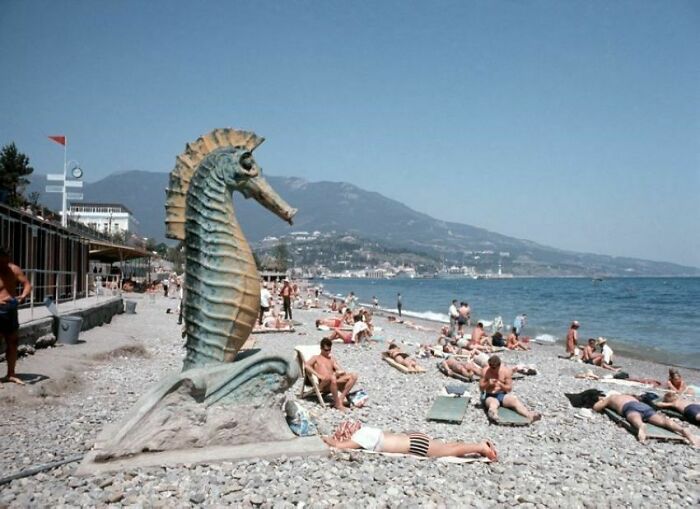 Public Beach In Yalta. Photo By Georg Oddner, Ukrainian SSR, 1967