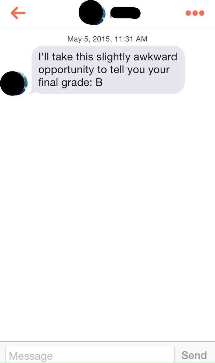 I Matched With My Professor On Tinder Right After Our Final. This Is What He Messaged Me