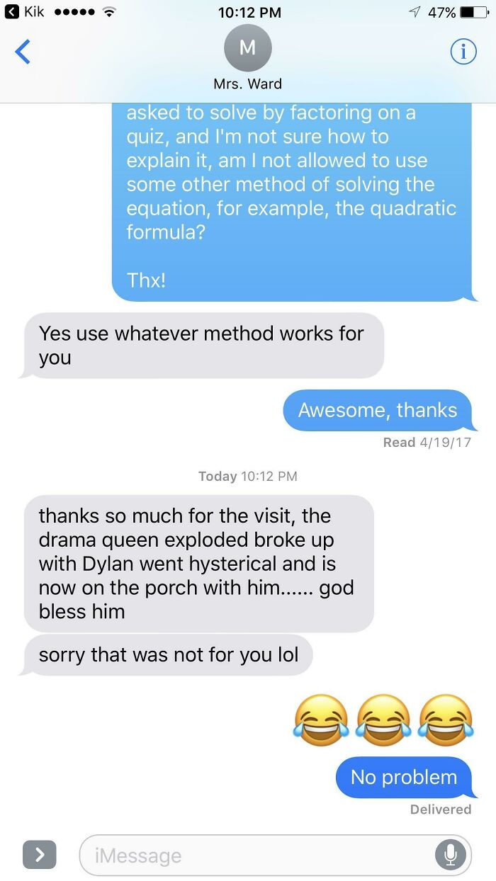 An Accidental Text From My Math Teacher