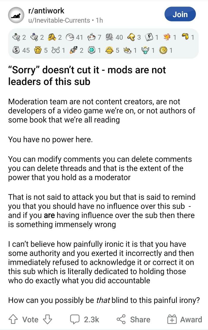 The Post Responsible For Shutting Down R/Antiwork? I Took This Screenshot About 15 Minutes Ago. This Post Has Over 100 Awards In Approximately 1 Hour. Now R/Antiwork Is Gone