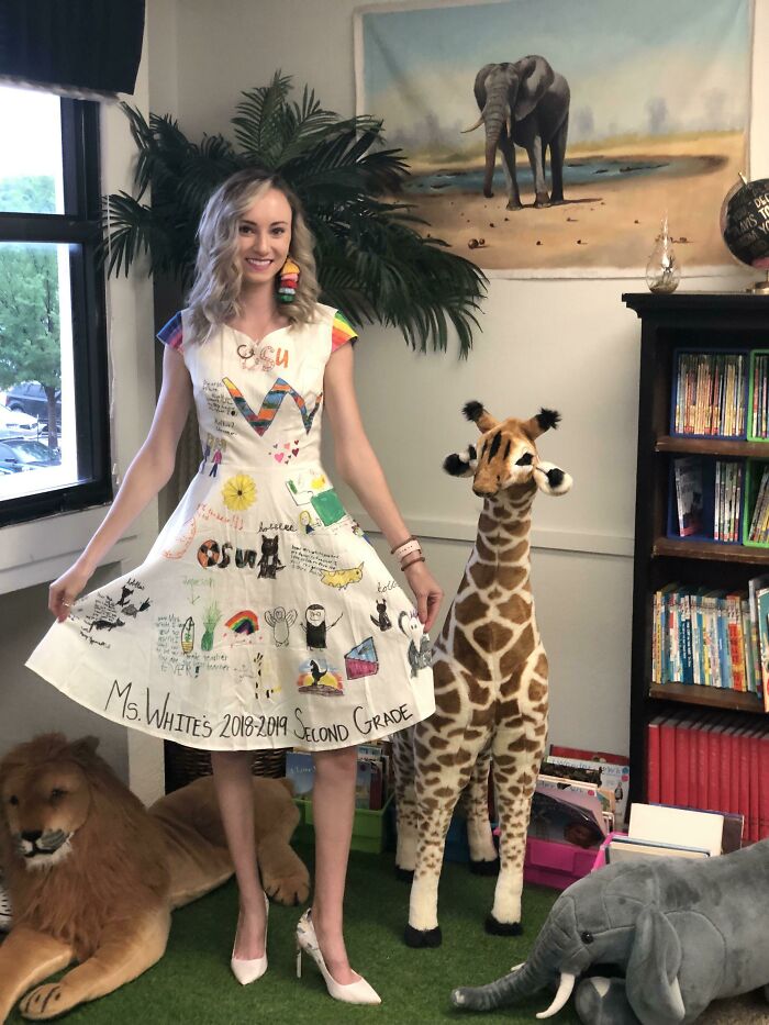 My Second-Graders Did A Wonderful Decorating The Dress I Wore For Class Pictures And On The Last Day Of School