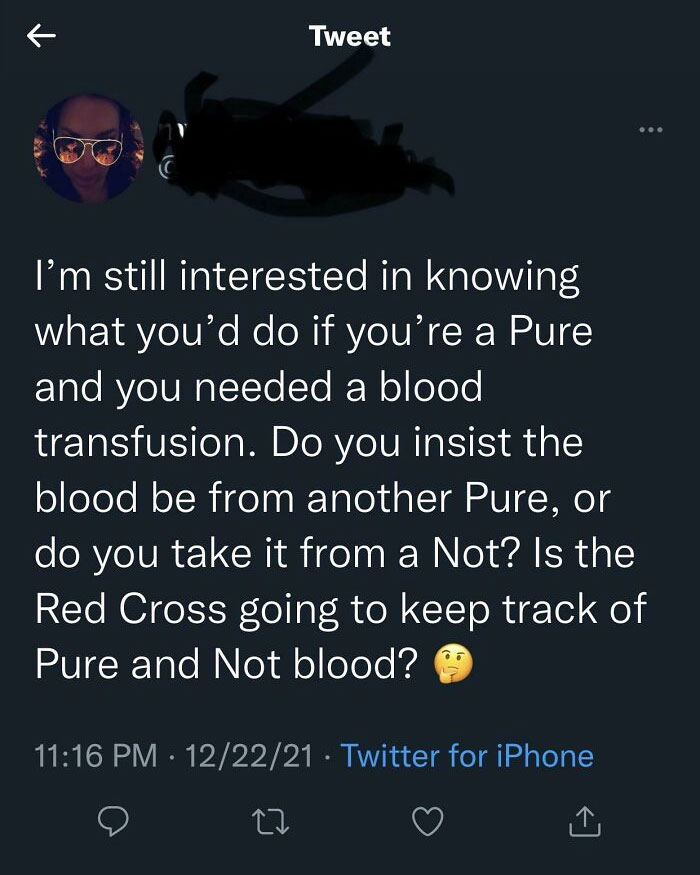 Yes, Karen. I'm Sure The Red Cross Will Accept Your Demands For “Pure” Blood