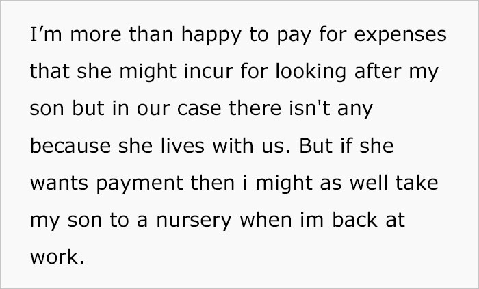 This Mom Is Not Sure What To Do After Her Mother Starts Asking For Money For Looking After Her Grandson, Despite Living All-Expenses-Paid With Her This Mom Is Not Sure What To Do After Her Mother Starts Asking For Money For Looking After Her Grandson, Despite Living All-Expenses-Paid With Her
