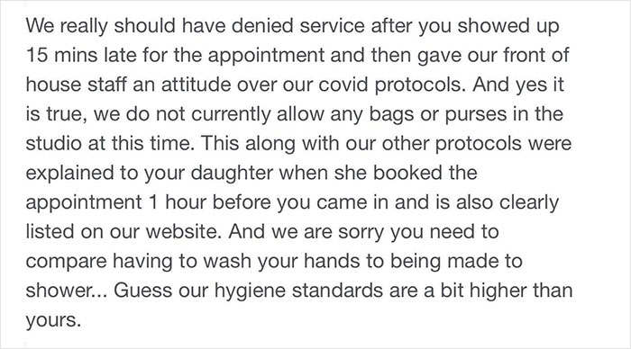 People Are Cracking Up At This Reply By A Piercing Studio Owner In Response To ‘Karen’ Leaving 1-Star Review People Are Cracking Up At This Reply By A Piercing Studio Owner In Response To ‘Karen’ Leaving 1-Star Review