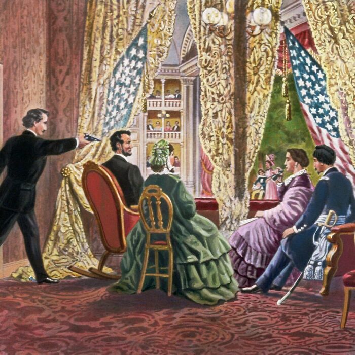On This Day In 1865, President Abraham Lincoln Gets Shot. While Lincoln And His Wife Were At A Theater, The Murderer, John Wilkes Booth Shoots The President In The Back Of His Head. Booth Was Able To Escape With A Horse. The Assassination Occurred Five Days After Confederate Leader, Robert E. Lee Gave Up. When Booth Shot Lincoln He Shouted "Sic Semper Tyrannis" Which Means "Thus Always To Tyrants.” Eventually, Booth Was Shot By Soldiers In A Barn Where He Refused To Surrender.
