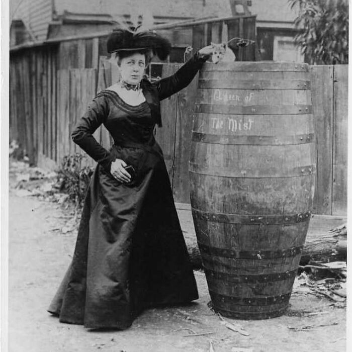 On This Day In 1901, Annie Edson Taylor Becomes The First Person To Successfully Plunge Over Niagara Falls. Taylor, 63 Years Old At The Time Of The Stunt Wanted To Gain Fame And Money. Therefore With The Help Of Two Men, Taylor Strapped Herself Into A Leather Harness Inside A Five Foot High Pickle Barrel. Inside The Barrel Was Padding With Cushions. Her Two Helpers Towed Her To The Middle Of Niagara Falls And Cut Her Loose. Taylor Received The Fame That She Wanted, But Not The Money That She Wished For.