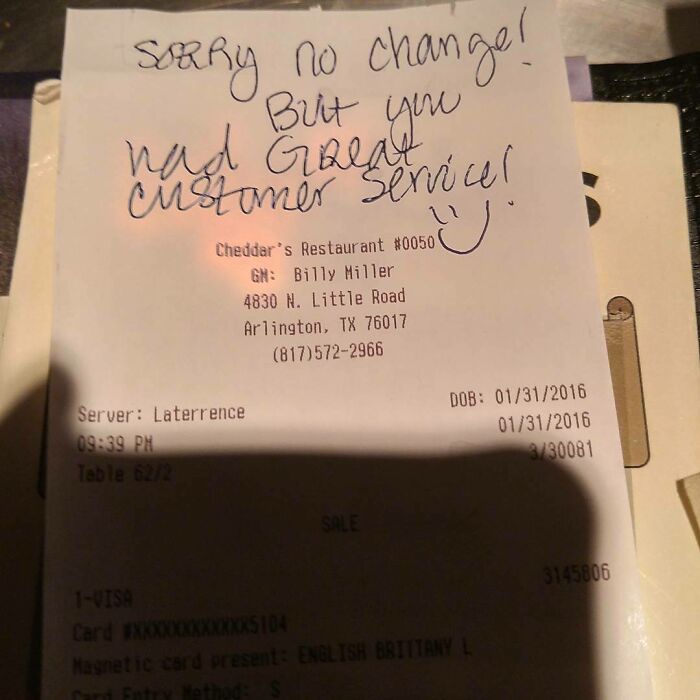They Where Going To Tip Me In Change. Don't Be Like These People. Tip Your Server