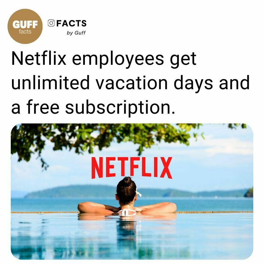 🏝️ Since 2004, Netflix Employees Have Taken As Many Vacation Days As They’ve Wanted. They Have The Freedom To Decide When To Show Up For Work, When To Take Time Off, And How Much Time It Will Take Them To Get The Job Done. Since Instituting The Policy, It’s Grown Its Market Cap To Over $51 Billion.⁠
just Because There’s Flexibility At Netflix Doesn’t Mean It Lacks Accountability. Employees Have To Keep Their Managers In The Loop, And They’re Expected To Perform At A Very High Level. High Performance Is So Ingrained Into Netflix Culture That They Reward Adequate Performance With A Generous Severance Package.⁠
⁠
_____⁠
⁠
source: Link In Our Bio. 🔗