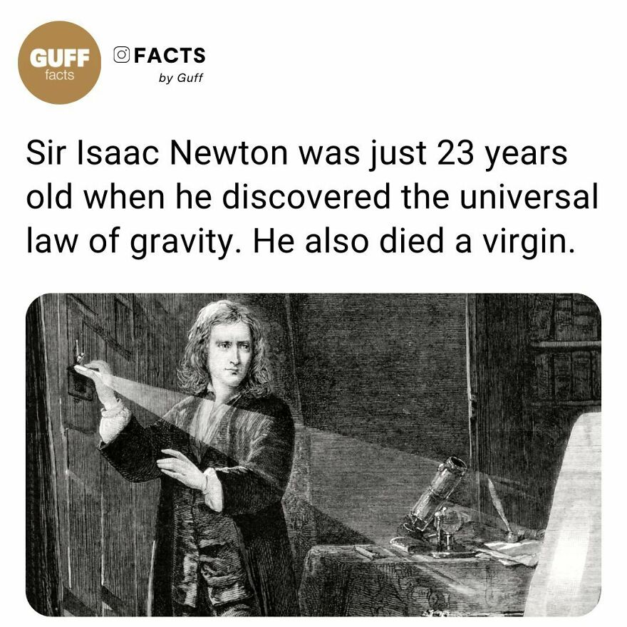 ⚛️ Sir Isaac Newton Was An English Mathematician And Physicist Who Lived From 1642-1727.⁠
the Legend Is That Newton Discovered Gravity When He Saw A Falling Apple While Thinking About The Forces Of Nature. Whatever Really Happened, Newton Realized That Some Force Must Be Acting On Falling Objects Like Apples Because Otherwise They Would Not Start Moving From Rest. Newton Also Realized That The Moon Would Fly Off Away From Earth In A Straight Line Tangent To Its Orbit If Some Force Was Not Causing It To Fall Toward The Earth. The Moon Is Only A Projectile Circling Around The Earth Under The Attraction Of Gravity.⁠
newton Called This Force "Gravity" And Determined That Gravitational Forces Exist Between All Objects.⁠
using The Idea Of Gravity, Newton Was Able To Explain The Astronomical Observations Of Kepler.⁠
⁠
_____⁠
⁠
🔭 The Work Of Galileo, Brahe, Kepler, And Newton Proved Once And For All That The Earth Wasn't The Center Of The Solar System. The Earth, Along With All Other Planets, Orbits Around The Sun.⁠
two Astronomers, J.c. Adams And U.j.j. Leverrier, Later Used The Concept Of Gravity To Predict That The Planet Neptune Would Be Discovered. They Realized That There Must Be Another Planet Exerting A Gravitational Force On Uranus Because Uranus Had Odd Perturbations In Its Orbit (Perturbations Are Deviations In Orbits).⁠
⁠
_____⁠
⁠
source: Link In Our Bio. 🔗