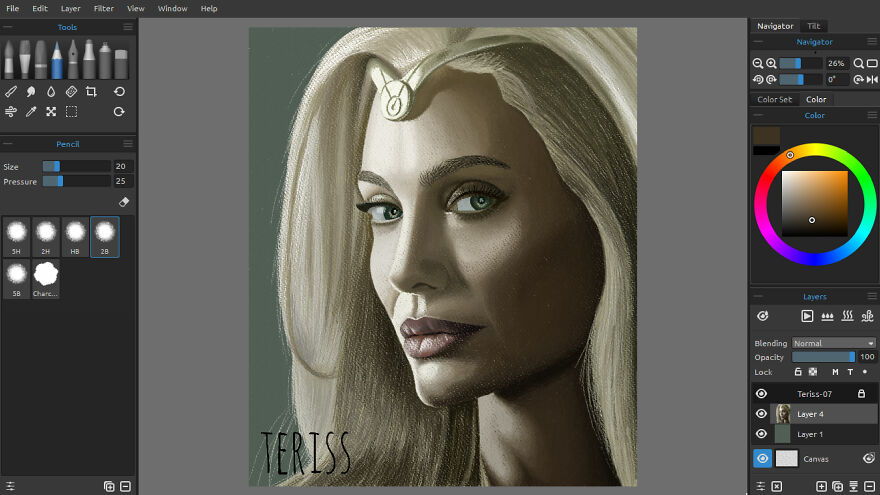 Digital Color Pencil Drawings Of Marvel Characters