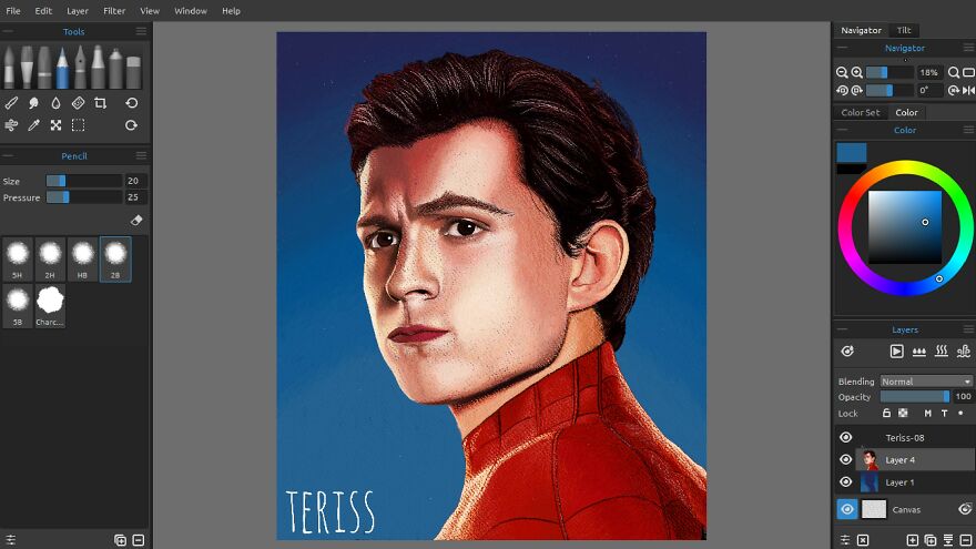 Digital Color Pencil Drawings Of Marvel Characters