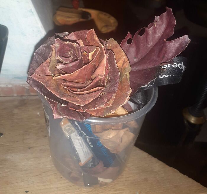 Rose Made Out Of Fallen Leaves