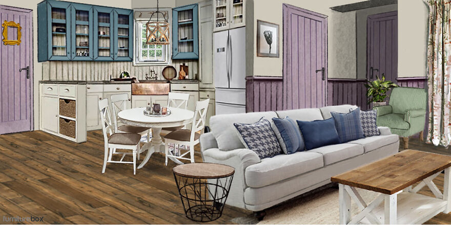 Our Company Redesigned Monica’s Apartment From “Friends” In 7 Interior Styles Our Company Redesigned Monica’s Apartment From “Friends” In 7 Interior Styles
