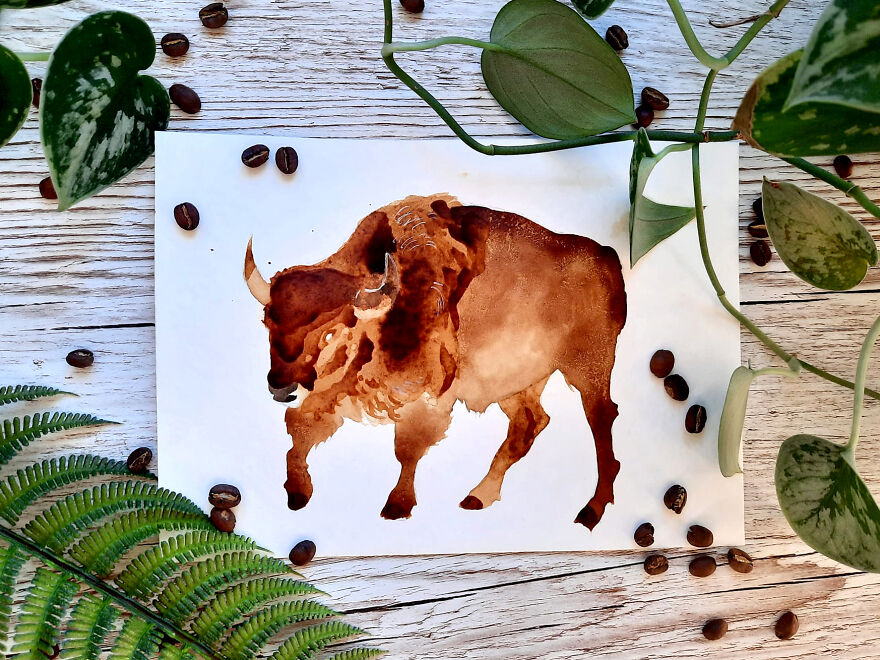 My Boyfriend Asked Me To Paint With His Coffee, Here Is The Result (8 Pics)