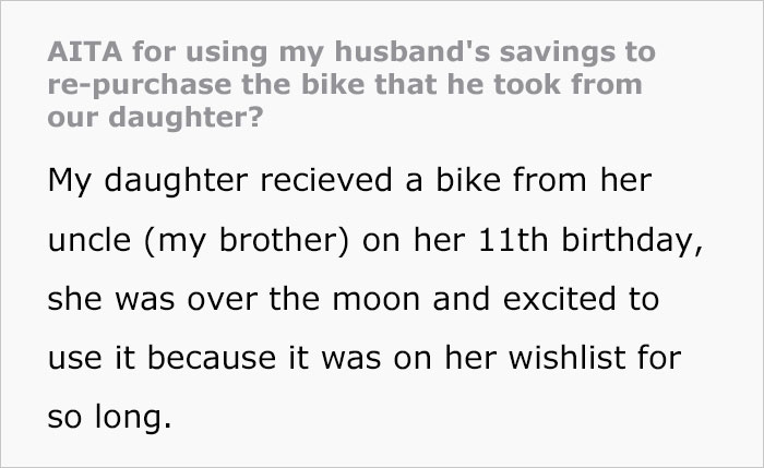 Mom Deliberately Takes Her Husband’s Savings After He Selfishly Returns His 11 Y.O. Daughter’s Gift To Use The Money On Something ‘Useful’ Mom Deliberately Takes Her Husband’s Savings After He Selfishly Returns His 11 Y.O. Daughter’s Gift To Use The Money On Something ‘Useful’