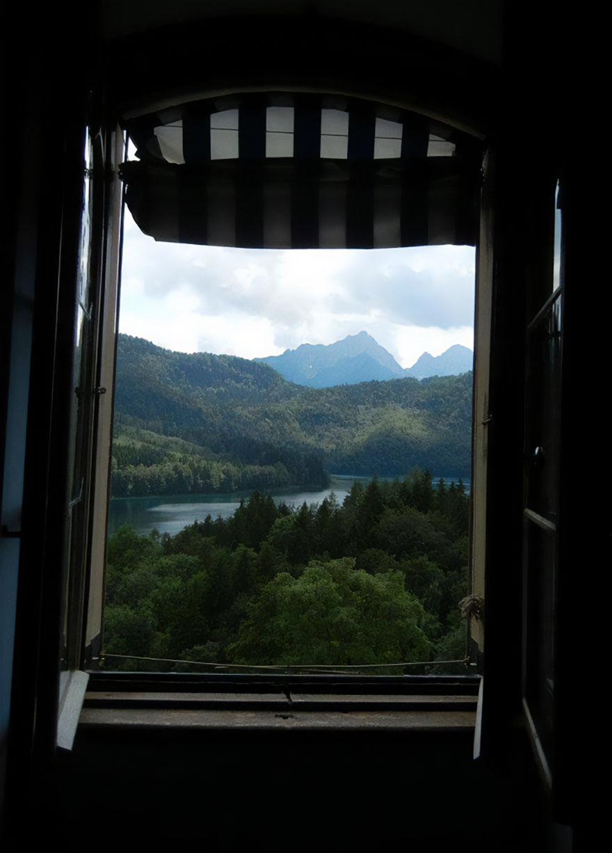 View Of The Austrian Alps Through A Castle Window