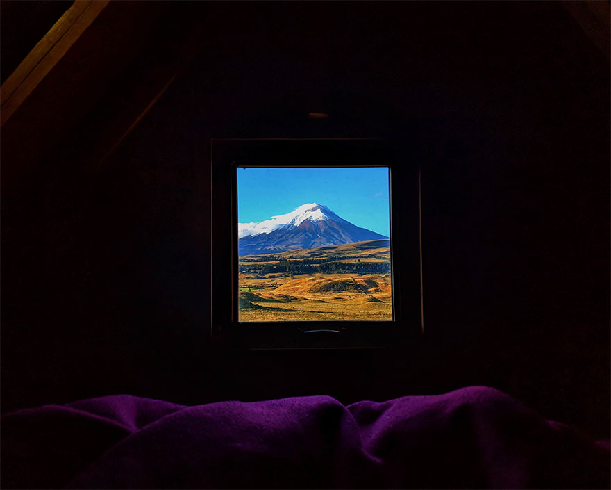 The View Of Cotopaxi Volcano In Ecuador, From My Hostel Rooms Tiny Window