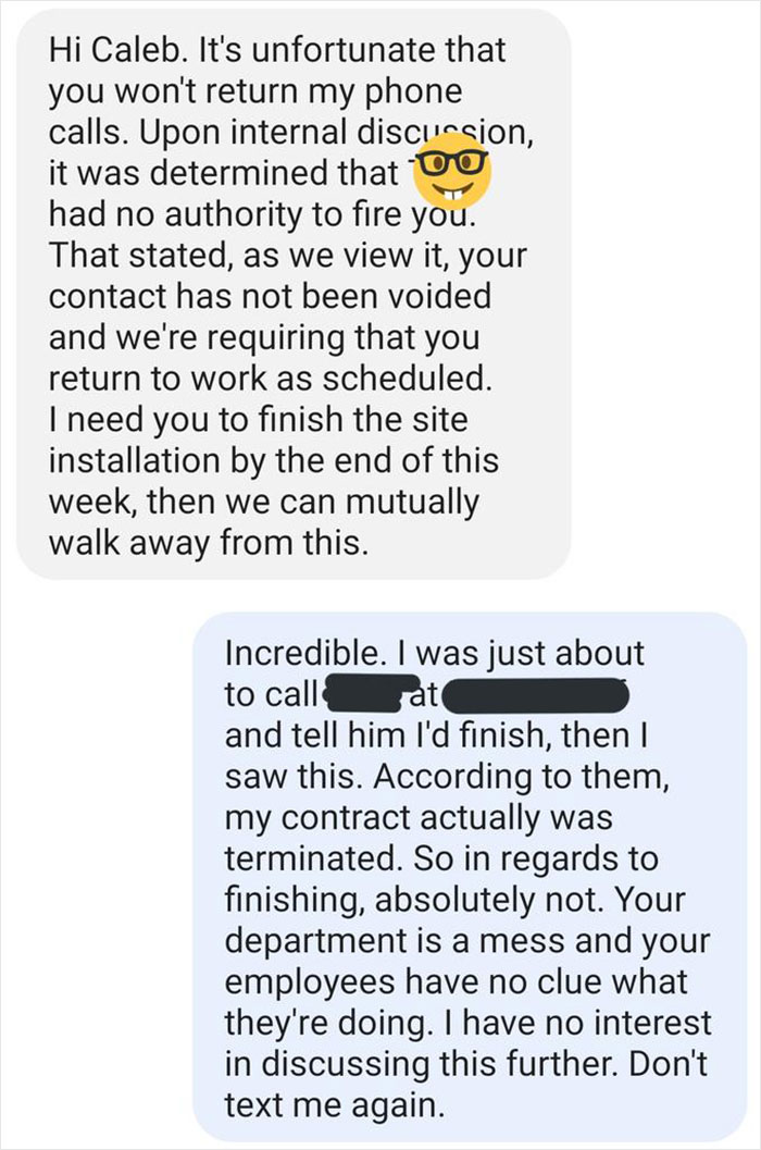 People Online Are Cracking Up At The Messages This Independent Contractor Shared With A Manager That Tried To Make Him Attend A Meeting People Online Are Cracking Up At The Messages This Independent Contractor Shared With A Manager That Tried To Make Him Attend A Meeting