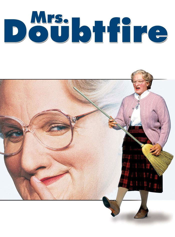 Iconic 90s kids movie poster with character in glasses, holding a broom, wearing pink sweater and plaid skirt.