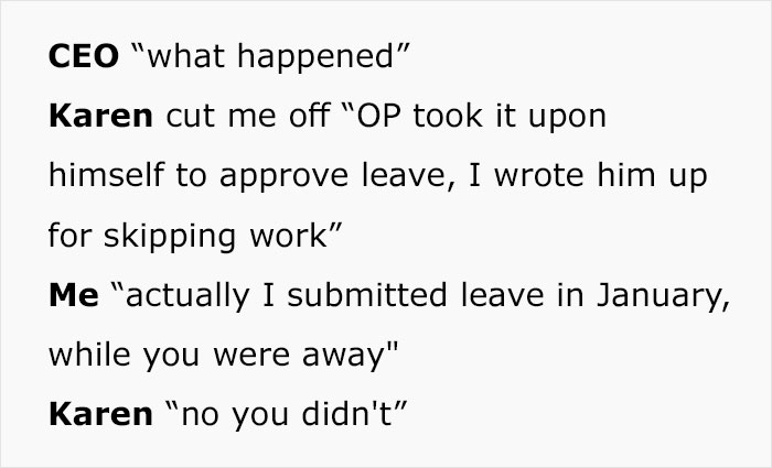 Karen Cancels Employee's Vacation, Gets To Kiss Her Promotion Goodbye Karen Cancels Employee's Vacation, Gets To Kiss Her Promotion Goodbye