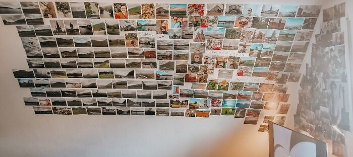 My Photowall In My Living Room. Left: Holidays, Right: Me And My Friends Over The Years.