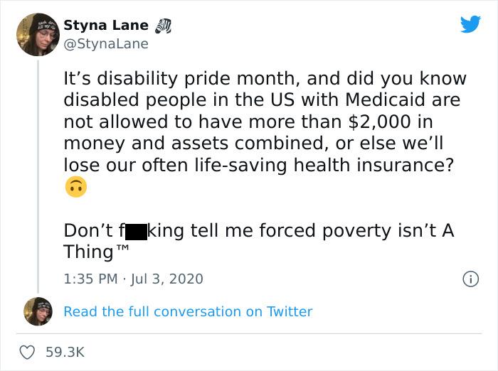 Disabled People In The USA With Medicaid Are Not Allowed To Have More Than 2000 Dollars