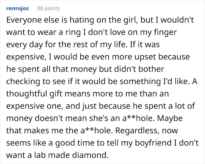 “AITA For Buying My Fiancée A Lab-Grown Diamond And Refusing To Exchange It For A Natural Stone?”