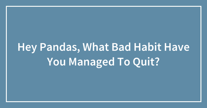 Hey Pandas, What Bad Habit Have You Managed To Quit? (Closed)