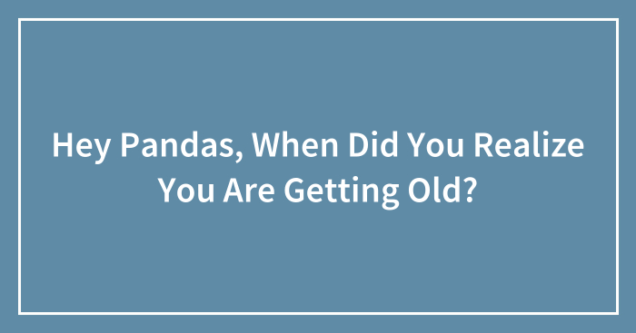 Hey Pandas, When Did You Realize You Are Getting Old?