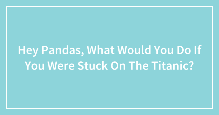 Hey Pandas, What Would You Do If You Were Stuck On The Titanic?