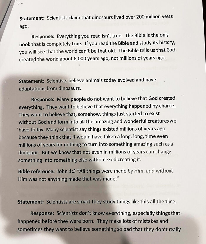 Dad Shows The Ridiculous Anti-Science Project His Daughter Got At A Texan School