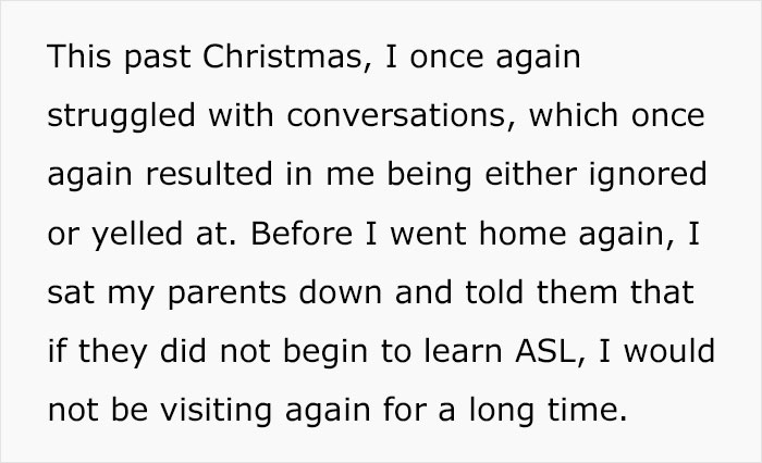 Deaf Daughter Begs Parents To Learn Sign Language For Years, Finally Gives Them An Ultimatum After They Refuse Yet Again Deaf Daughter Begs Parents To Learn Sign Language For Years, Finally Gives Them An Ultimatum After They Refuse Yet Again