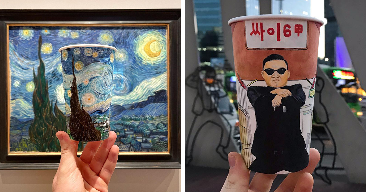 40 Illustrations This Artist Drew On Paper Cups While Traveling The ...