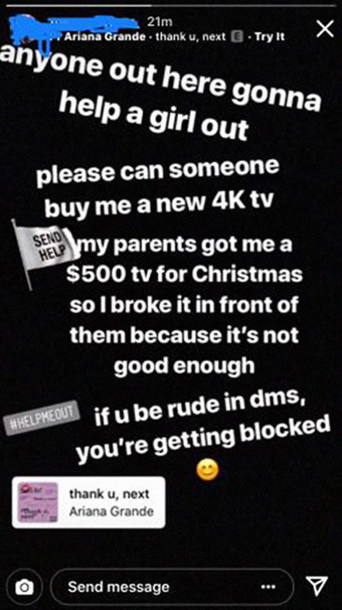 Girl Asks For New 4k TV Because The One Her Parents Got Her Wasn't Good Enough