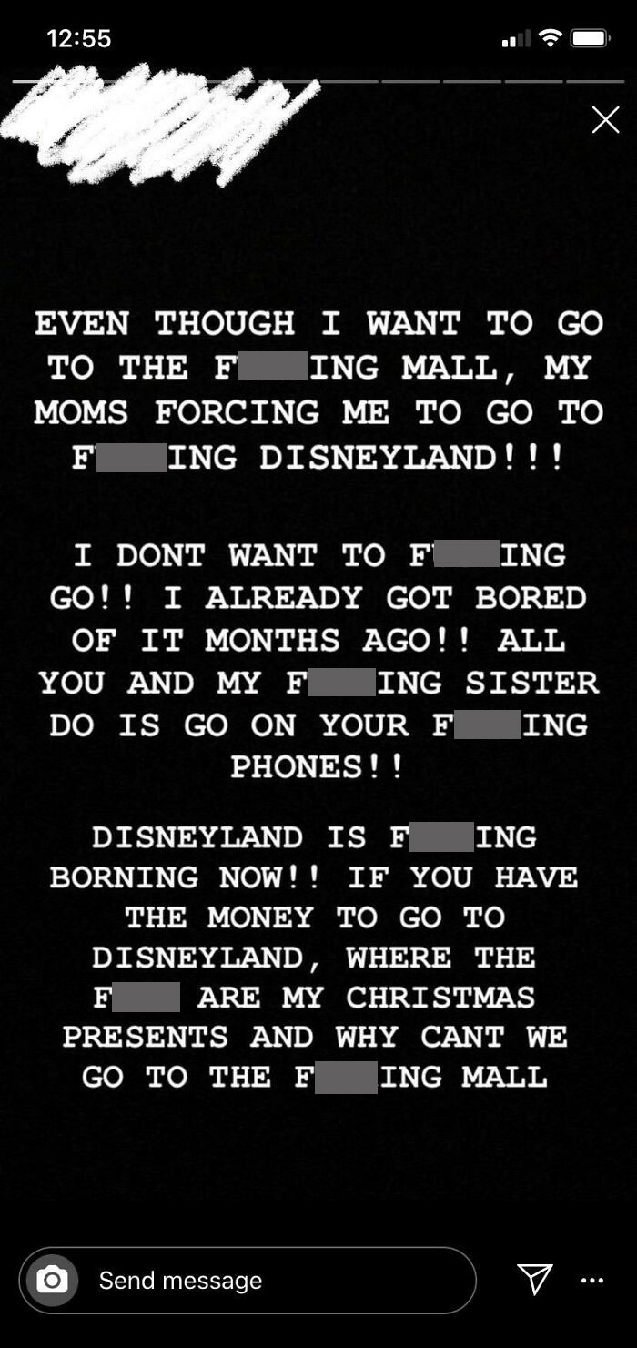 Entitled Girl Is Mad That Her Parents Are Taking Her To Disneyland Instead Of Taking Her To The Mall To Buy More X-Mas Presents
