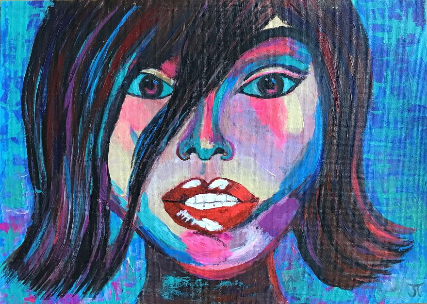 I Started Creating My Own Colourful Amazing Portraits Of People, Animals And Dynamic Abstract Paintings On Canvas After A 35-Years Of Brake.