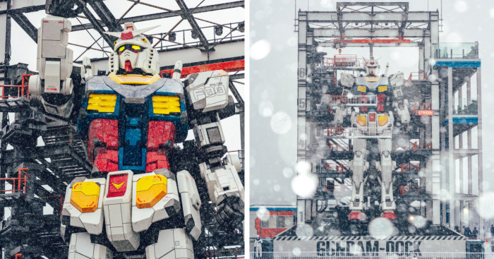 I Took Pictures Of The Gundam Starting Up In The Very Middle Of A Snowstorm (15 Pics)
