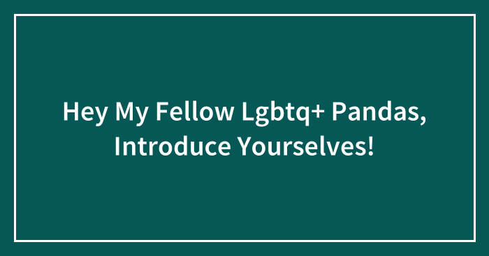 Hey My Fellow Lgbtq+ Pandas, Introduce Yourselves!