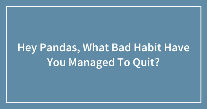 Hey Pandas, What Bad Habit Have You Managed To Quit? (Closed)