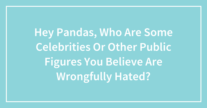 Hey Pandas, Who Are Some Celebrities Or Other Public Figures You Believe Are Wrongfully Hated?