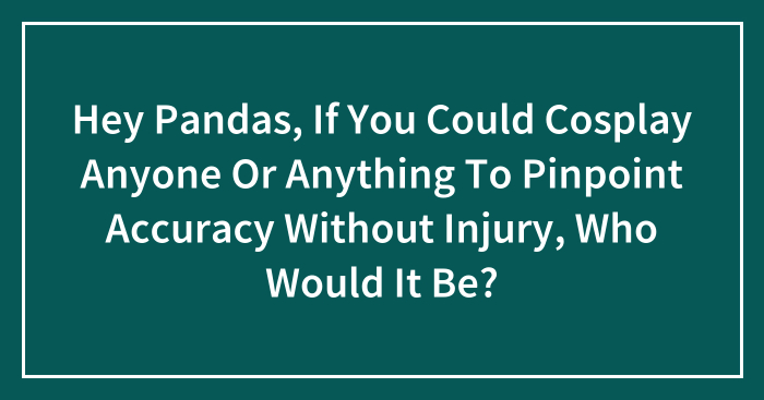 Hey Pandas, If You Could Cosplay Anyone Or Anything To Pinpoint Accuracy Without Injury, Who Would It Be?