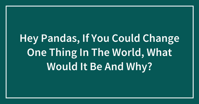 Hey Pandas, If You Could Change One Thing In The World, What Would It Be And Why? (Closed)