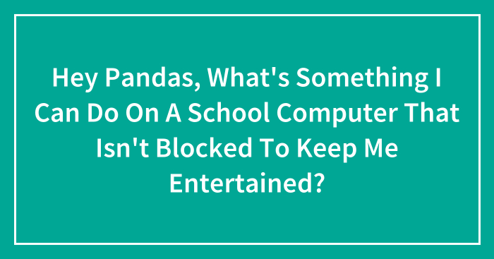 Hey Pandas, What’s Something I Can Do On A School Computer That Isn’t Blocked To Keep Me Entertained?