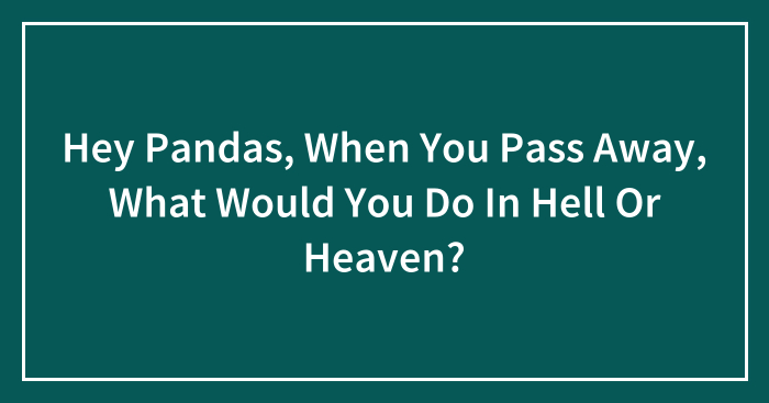 Hey Pandas, When You Pass Away, What Would You Do In Hell Or Heaven? (Closed)
