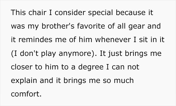 Broke Woman Sells Her Fiancé's Deceased Brother's Gaming Chair So She Could Go To The Gym Broke Woman Sells Her Fiancé's Deceased Brother's Gaming Chair So She Could Go To The Gym